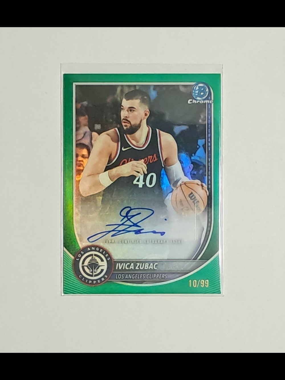 2025 Bowman Chrome Ivica Zubac Green Auto /99 NBA Basketball Card